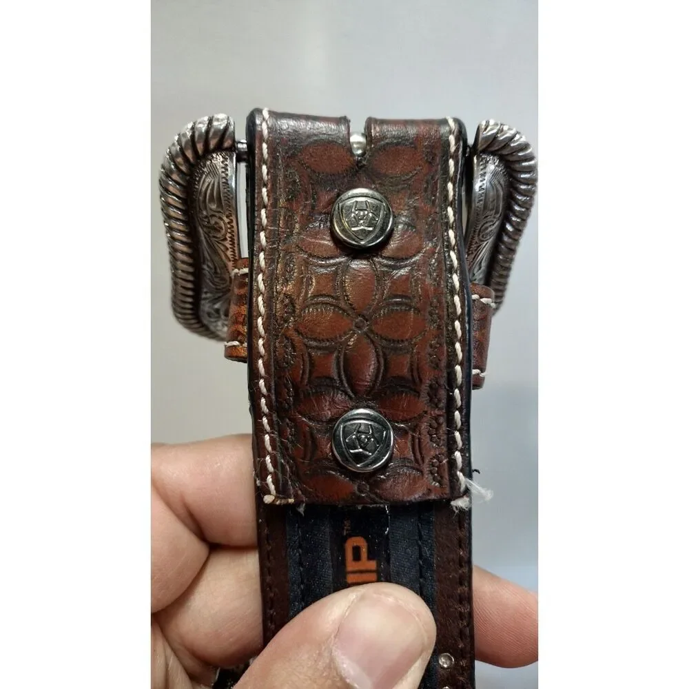 Airat‎ Men's Dark brown Leather Lattice Belt 38/95